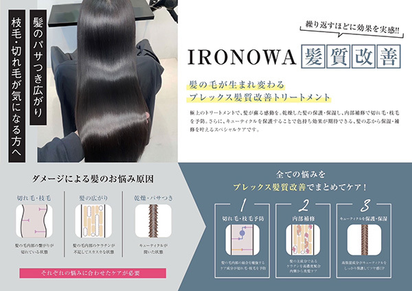 IRONOWA（いろのわ）髪質改善メニュー